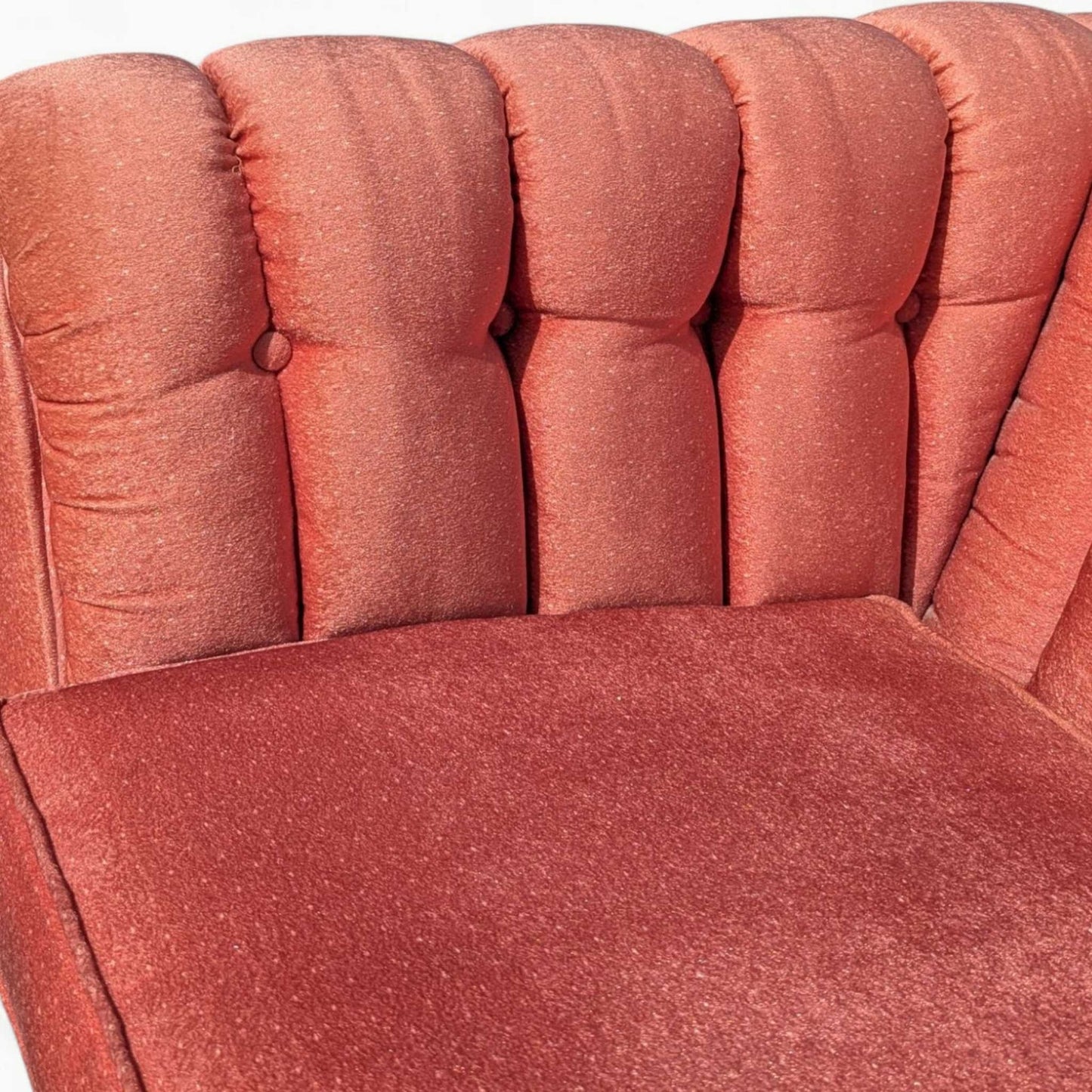 Vintage 1980s Tufted Sofa – Postmodern Loveseat in Rose Upholstery, Milo Baughman Style, 67" Long