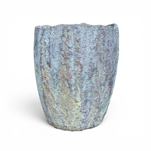 Antique Industrial Refractory Crucible Planter, Wabi-Sabi Foundry Vessel