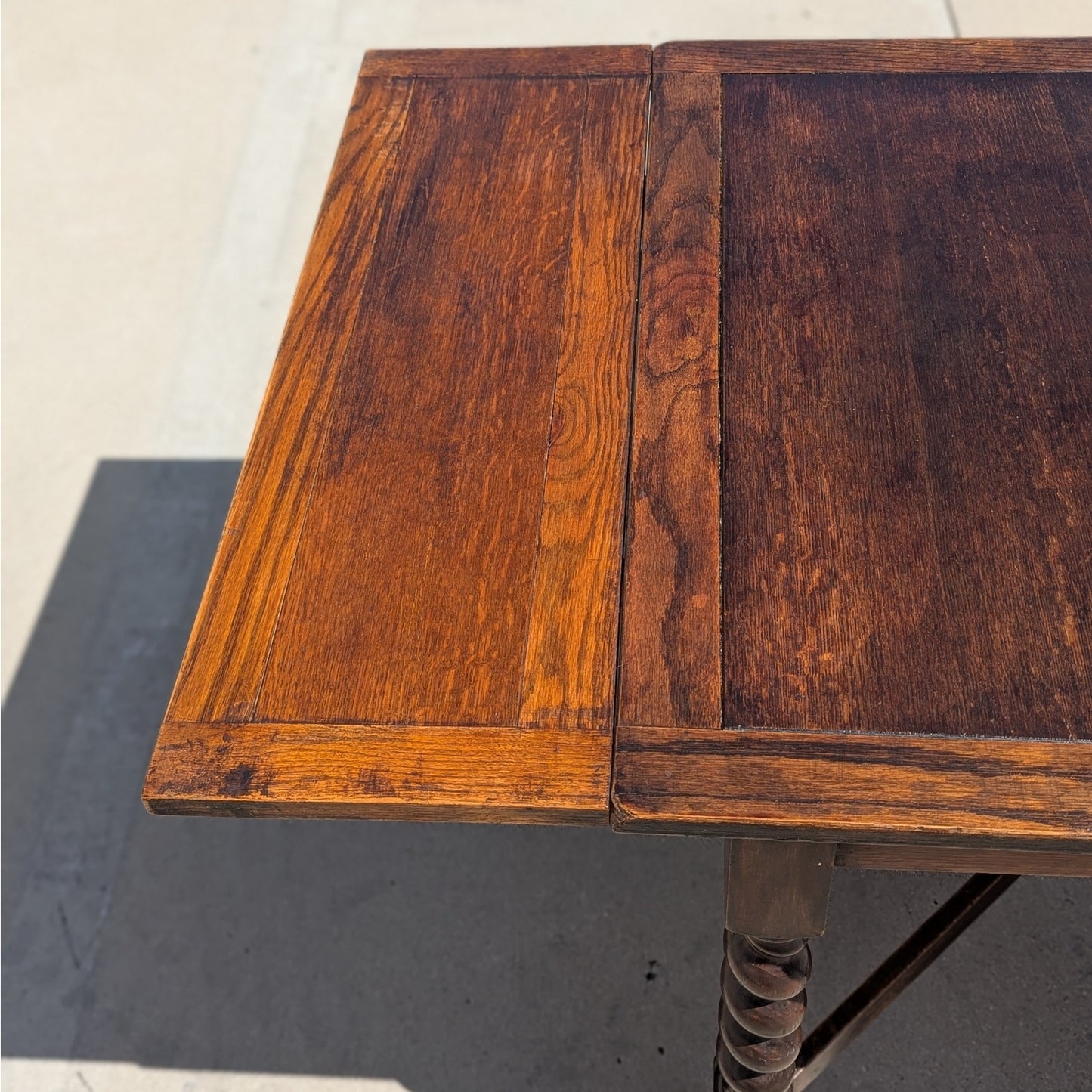Antique Barley Twist Draw-Leaf Table, Solid Oak