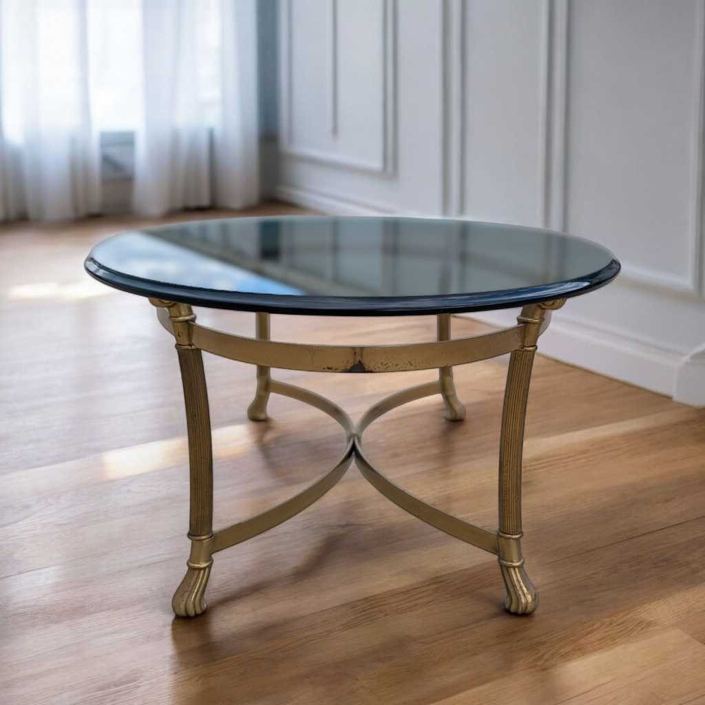 Glass Top Brass Coffee Table by Labarge