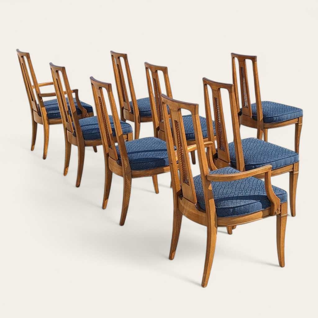 8 Mid Century Modern Drexel Triune Mahogany Cane Back Dining Chairs