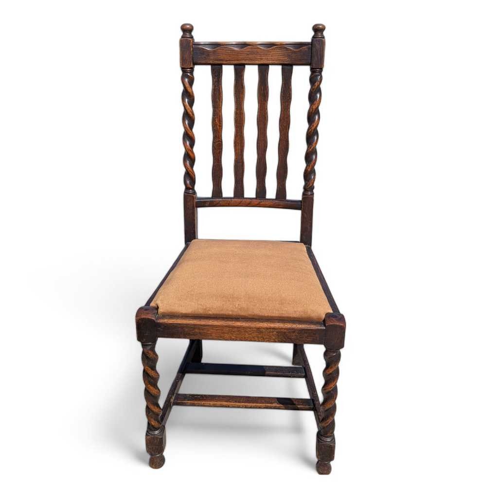 Antique Dining Chairs – Set of 4 Wooden Chairs, Vintage Dining Room Chairs, Classic Design with Barley Twist Legs