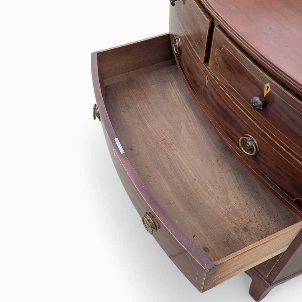 Antique Dresser – English Mahogany Bow Front Chest of Drawers
