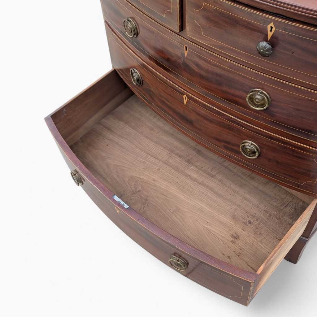 Antique Dresser – English Mahogany Bow Front Chest of Drawers