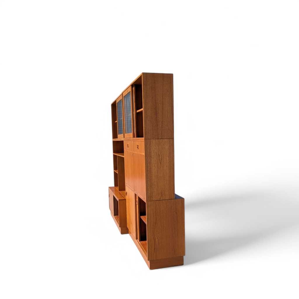 Danish Teak Bookcase – Mid-Century Modern Freestanding Wall Unit