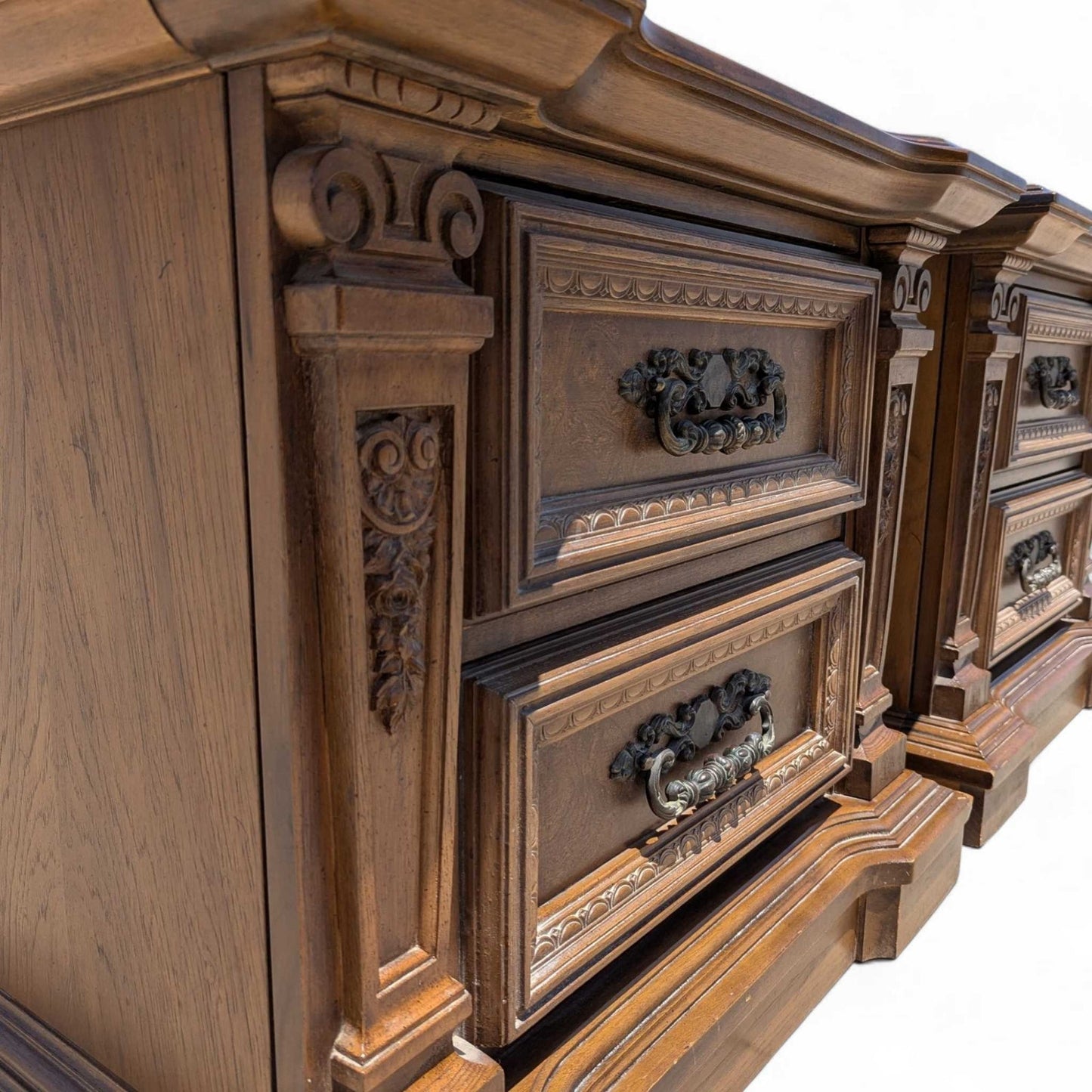 Vintage Carved Wood Nightstands