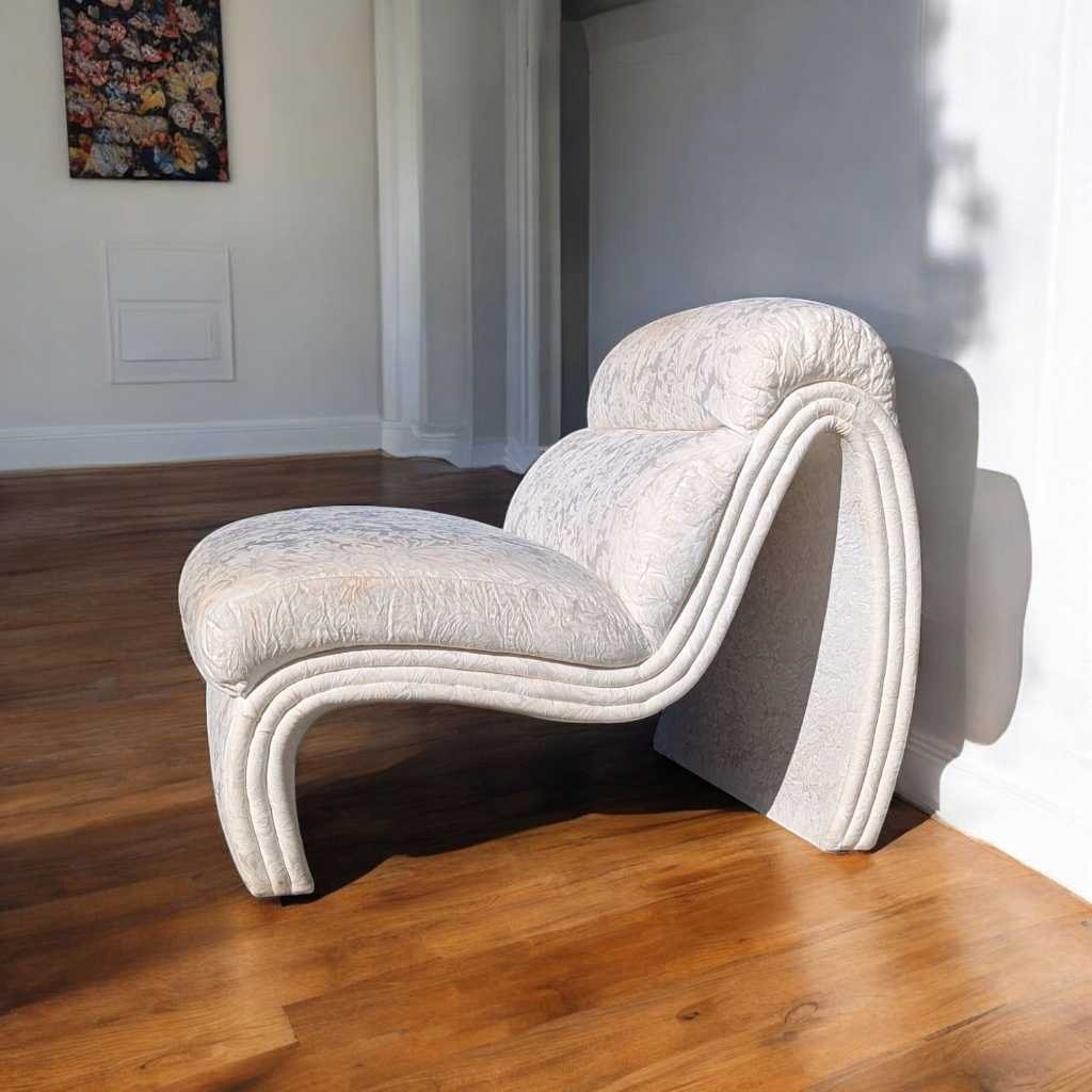 Postmodern Lounge Chair – Sculptural Curved Accent Chair, Textured Upholstery, Unique Statement Piece