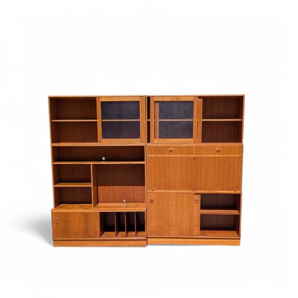 Danish Teak Bookcase – Mid-Century Modern Freestanding Wall Unit