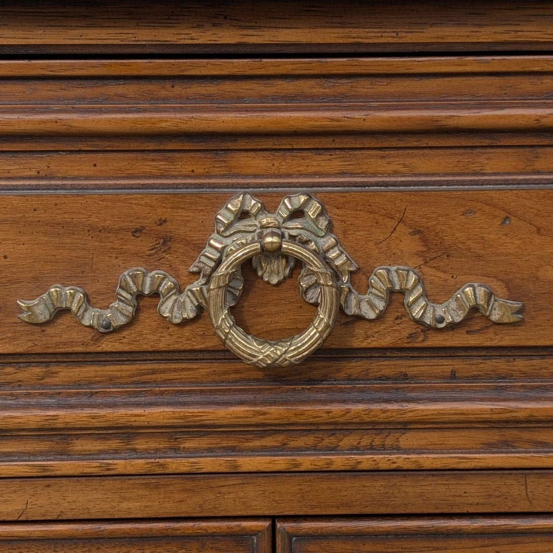 Henredon 1970s Credenza – Traditional Walnut Sideboard with Brass Pulls & Adjustable Shelving, 66” Vintage Cabinet