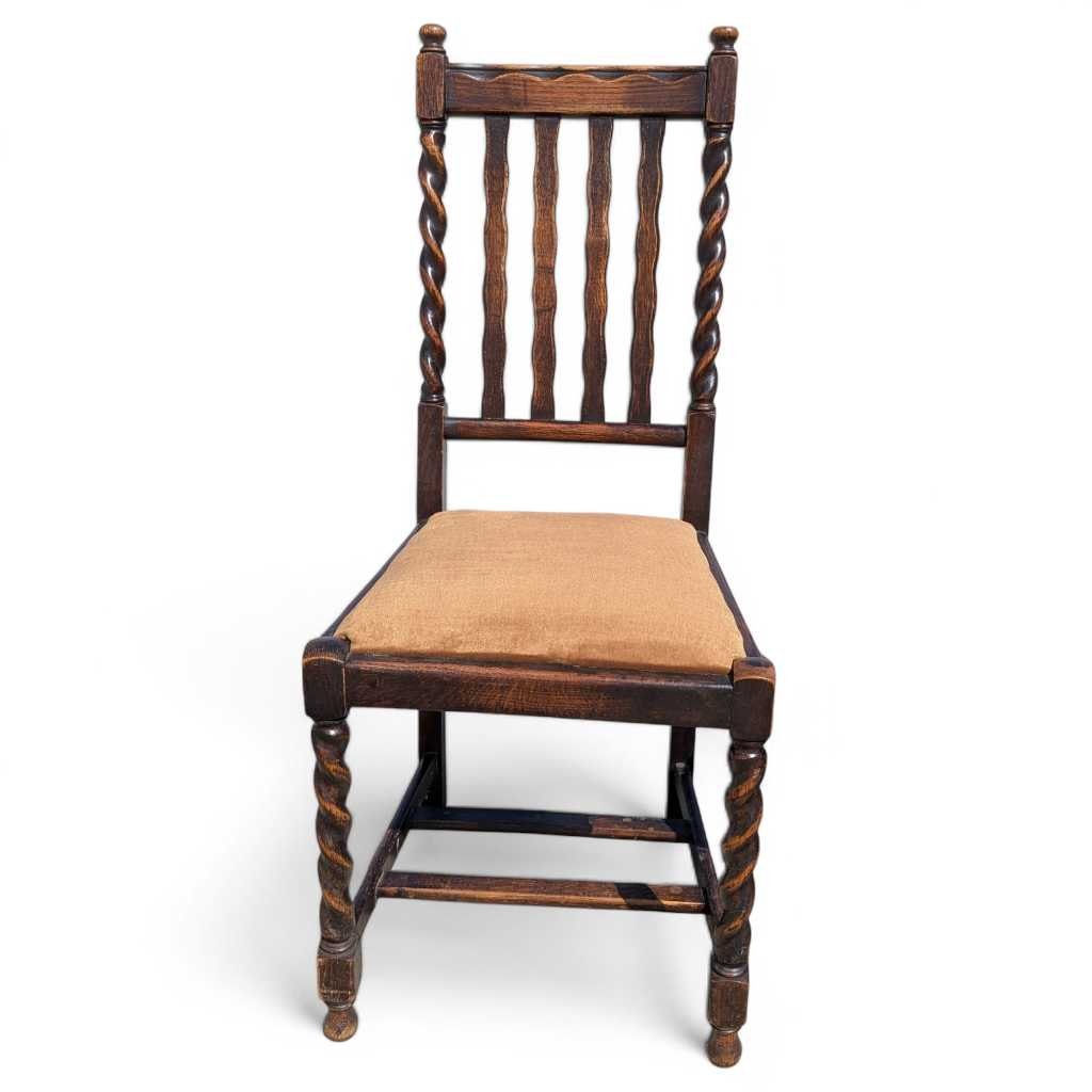 Antique Dining Chairs – Set of 4 Wooden Chairs, Vintage Dining Room Chairs, Classic Design with Barley Twist Legs