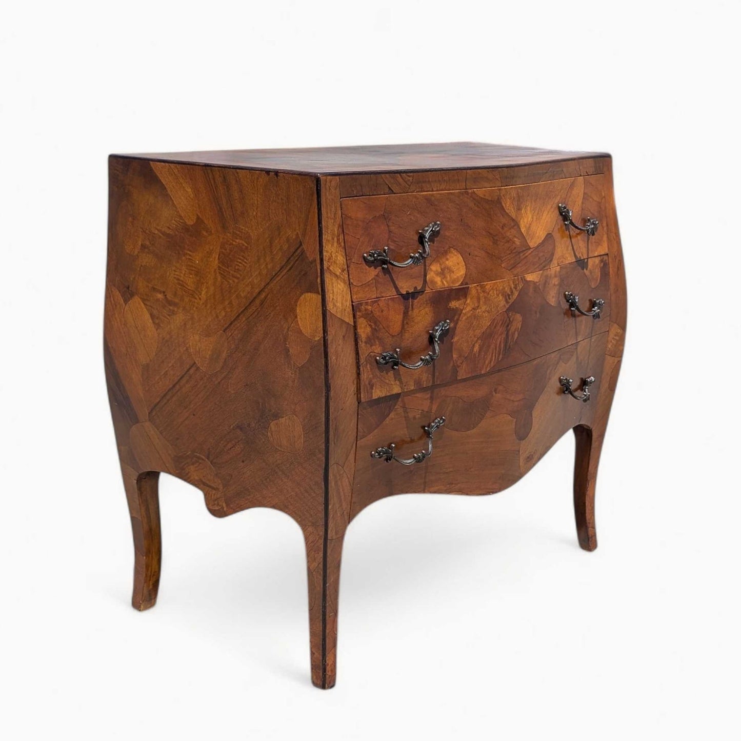 Vintage Italian Olive Burl Wood Bombe Chest