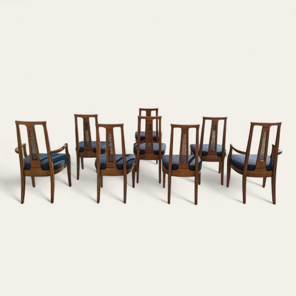 8 Mid Century Modern Drexel Triune Mahogany Cane Back Dining Chairs