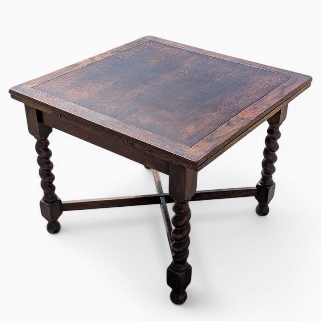 Antique Barley Twist Draw-Leaf Table, Solid Oak