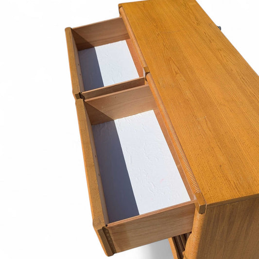 Vintage Dixie Rattan Dresser with Mirror