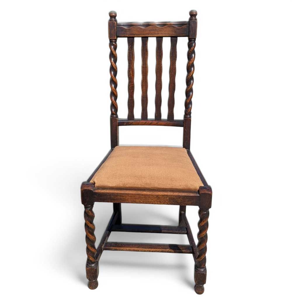 Antique Dining Chairs – Set of 4 Wooden Chairs, Vintage Dining Room Chairs, Classic Design with Barley Twist Legs
