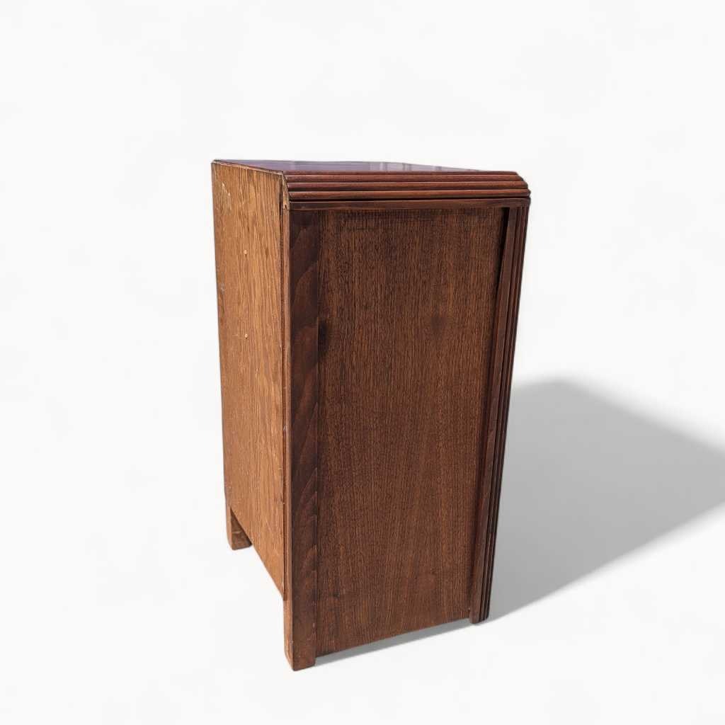 Art Deco Nightstand – 1930s Vintage Bedside Table, Waterfall Edge, 26" Tall, Excellent Condition