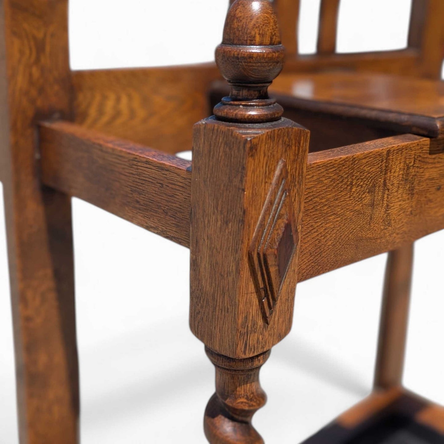 Antique Oak Hall Tree with Mirror, c. 1900s