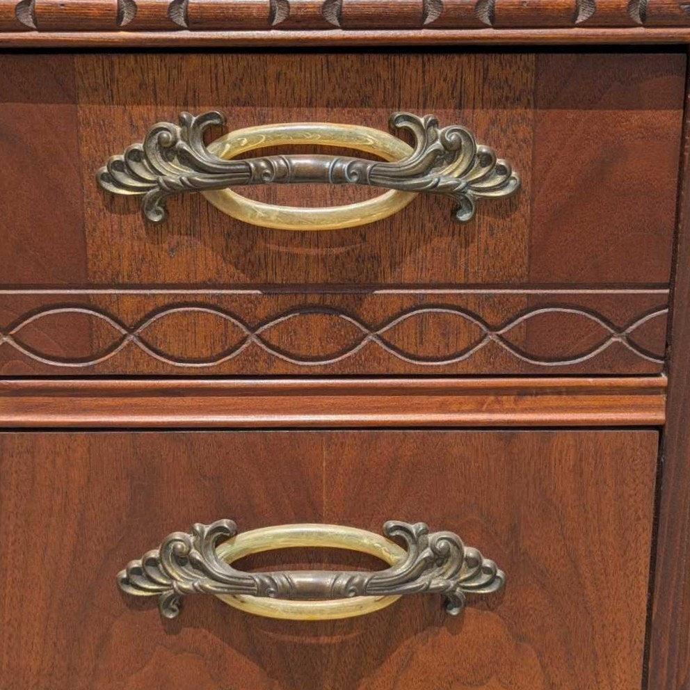 Art Deco Nightstand – 1930s Vintage Bedside Table, Waterfall Edge, 26" Tall, Excellent Condition