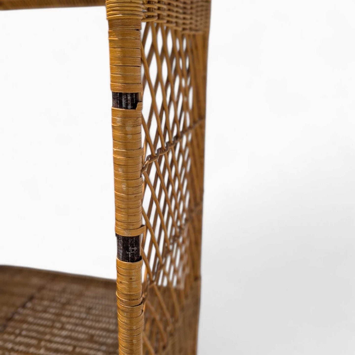 Vintage Arched Rattan Shelf β Tall Boho Etagere