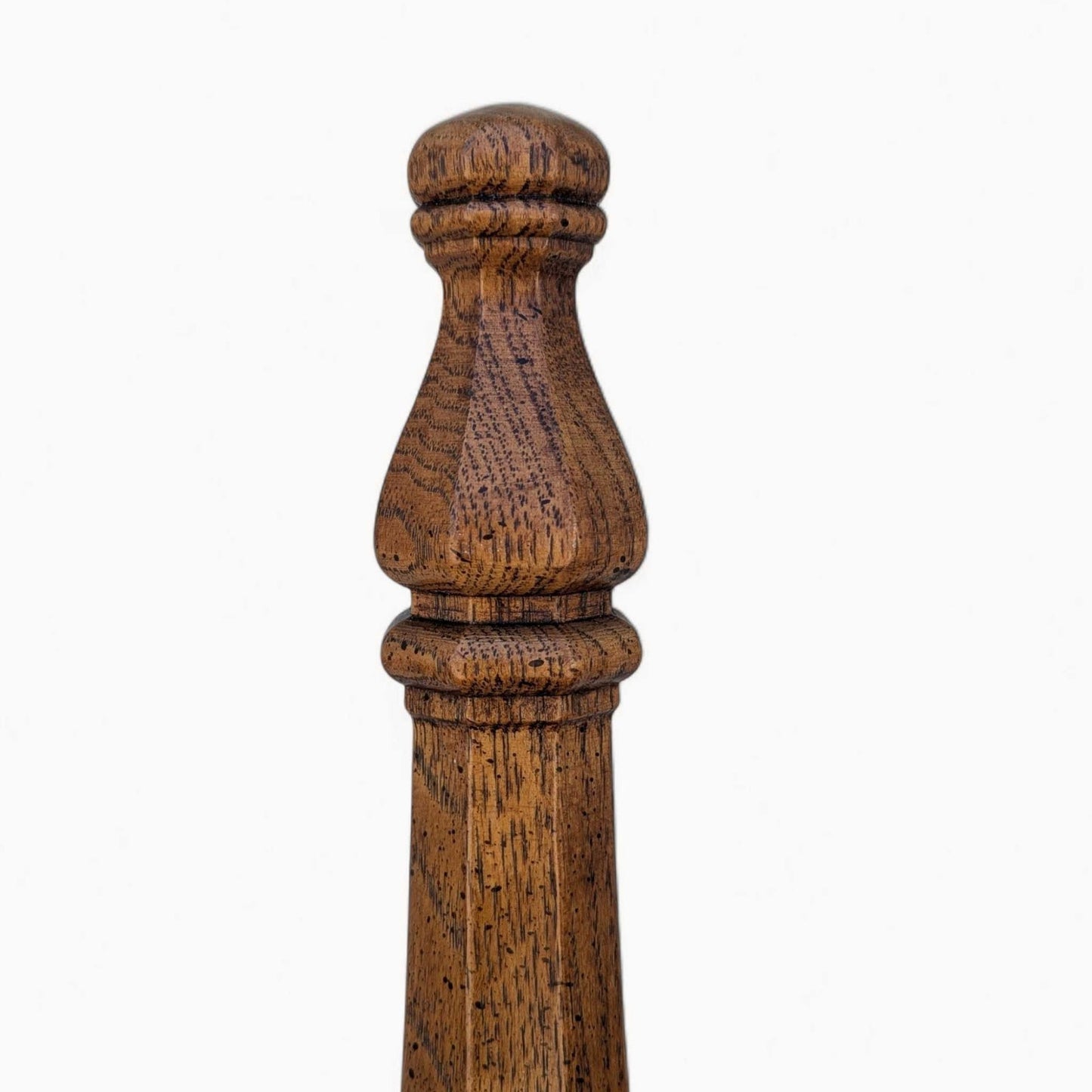 Vintage Oak King Headboard – Carved Panel Design with Turned Spindles