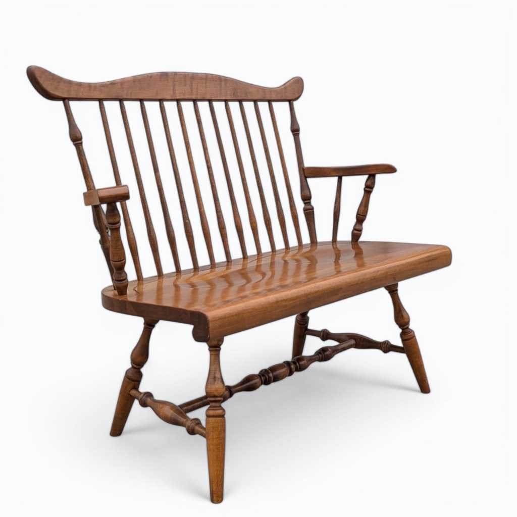 Vintage Wooden Bench – Spindle Back Bench, Classic Farmhouse Style