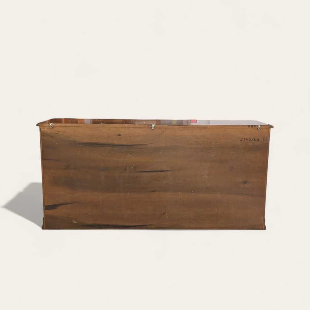 Henredon 1970s Credenza – Traditional Walnut Sideboard with Brass Pulls & Adjustable Shelving, 66” Vintage Cabinet