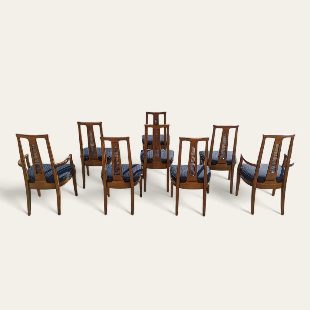 8 Mid Century Modern Drexel Triune Mahogany Cane Back Dining Chairs