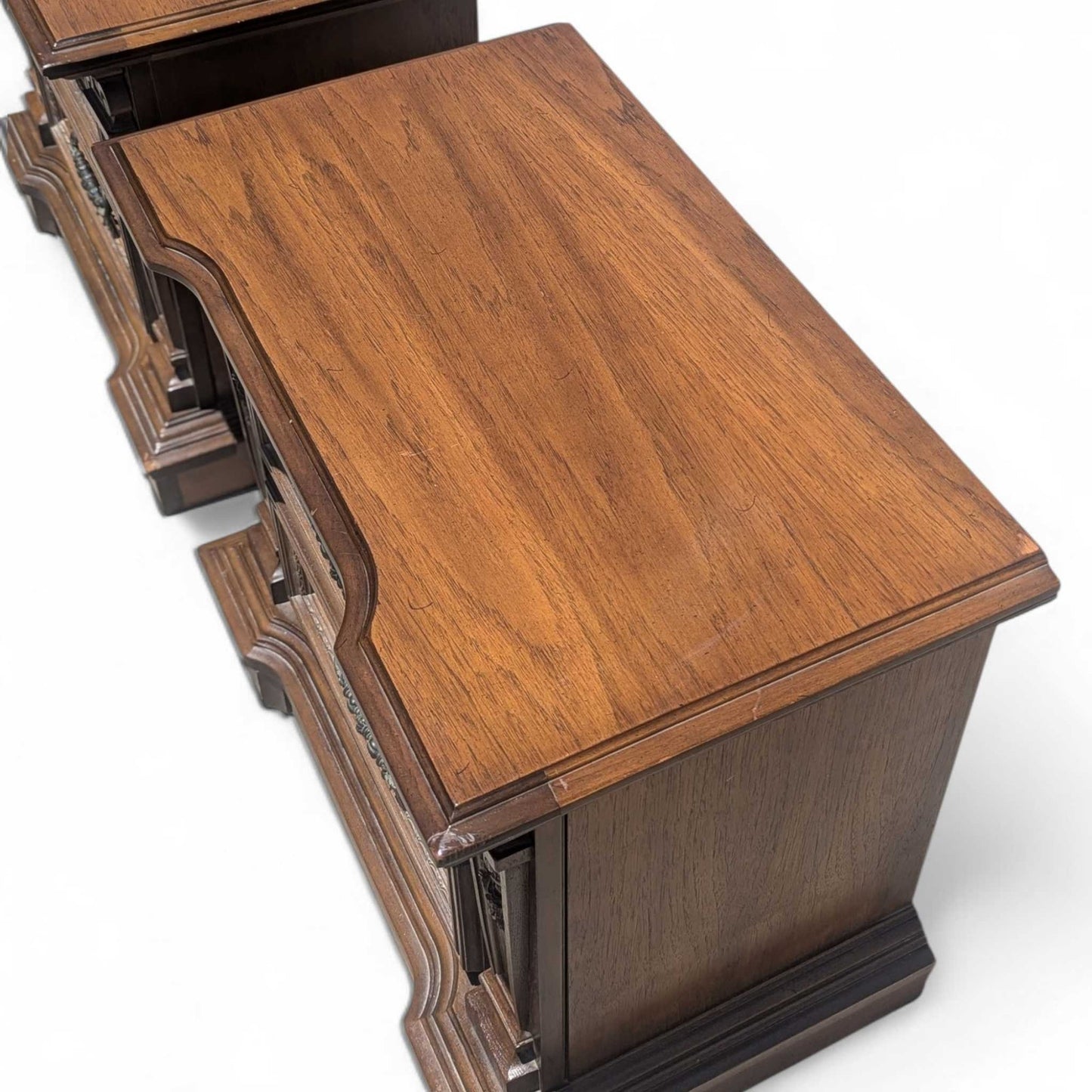 Vintage Carved Wood Nightstands
