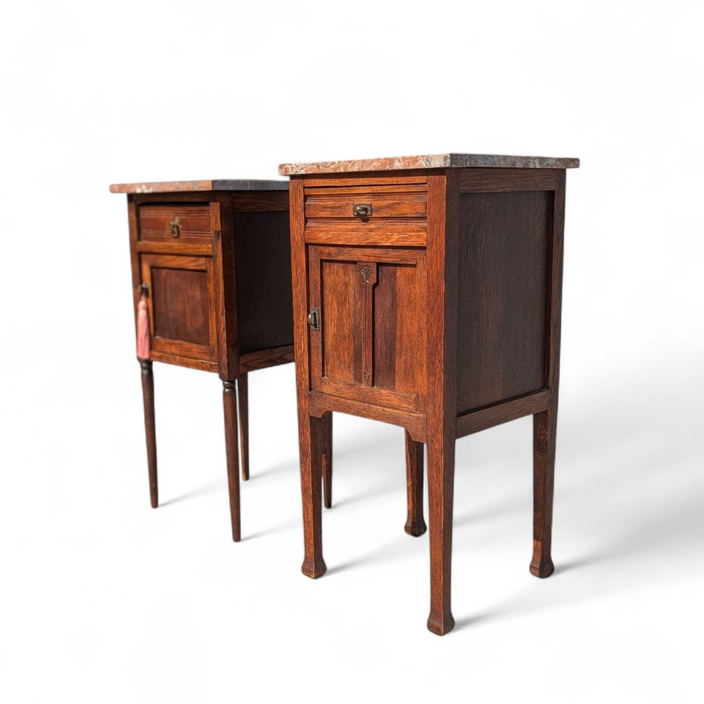 Pair of Antique French Marble Top Nightstands