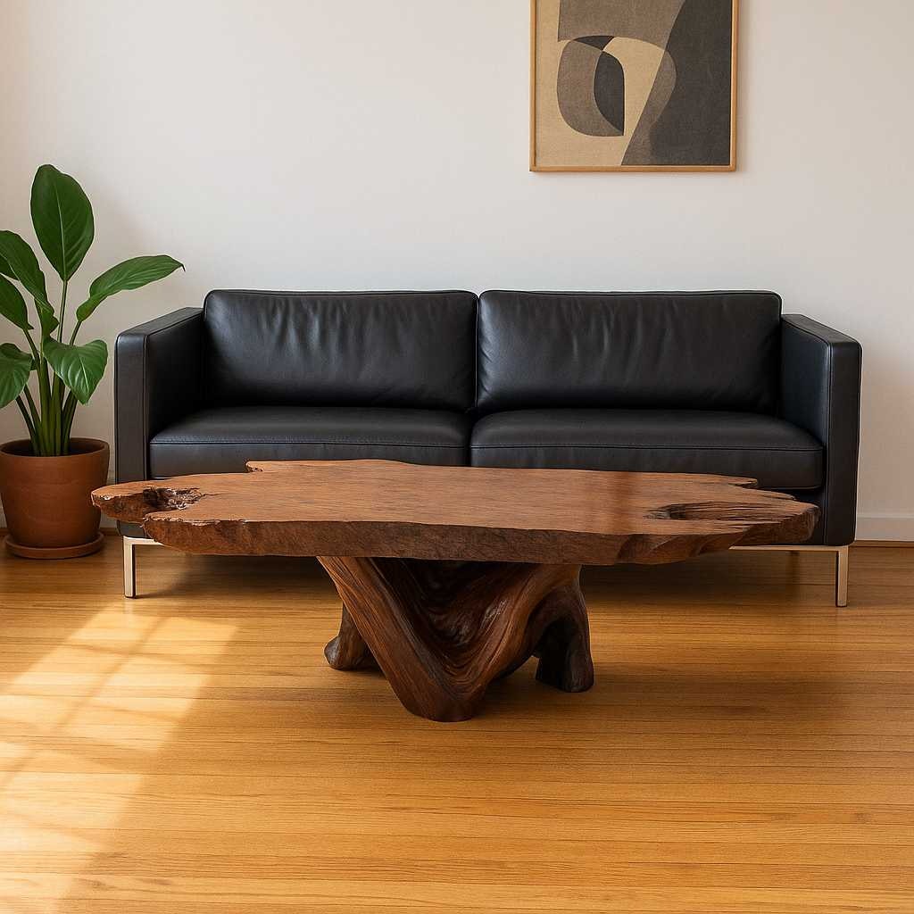 Live Edge Wood Coffee Table – Sculptural Natural Slab Table