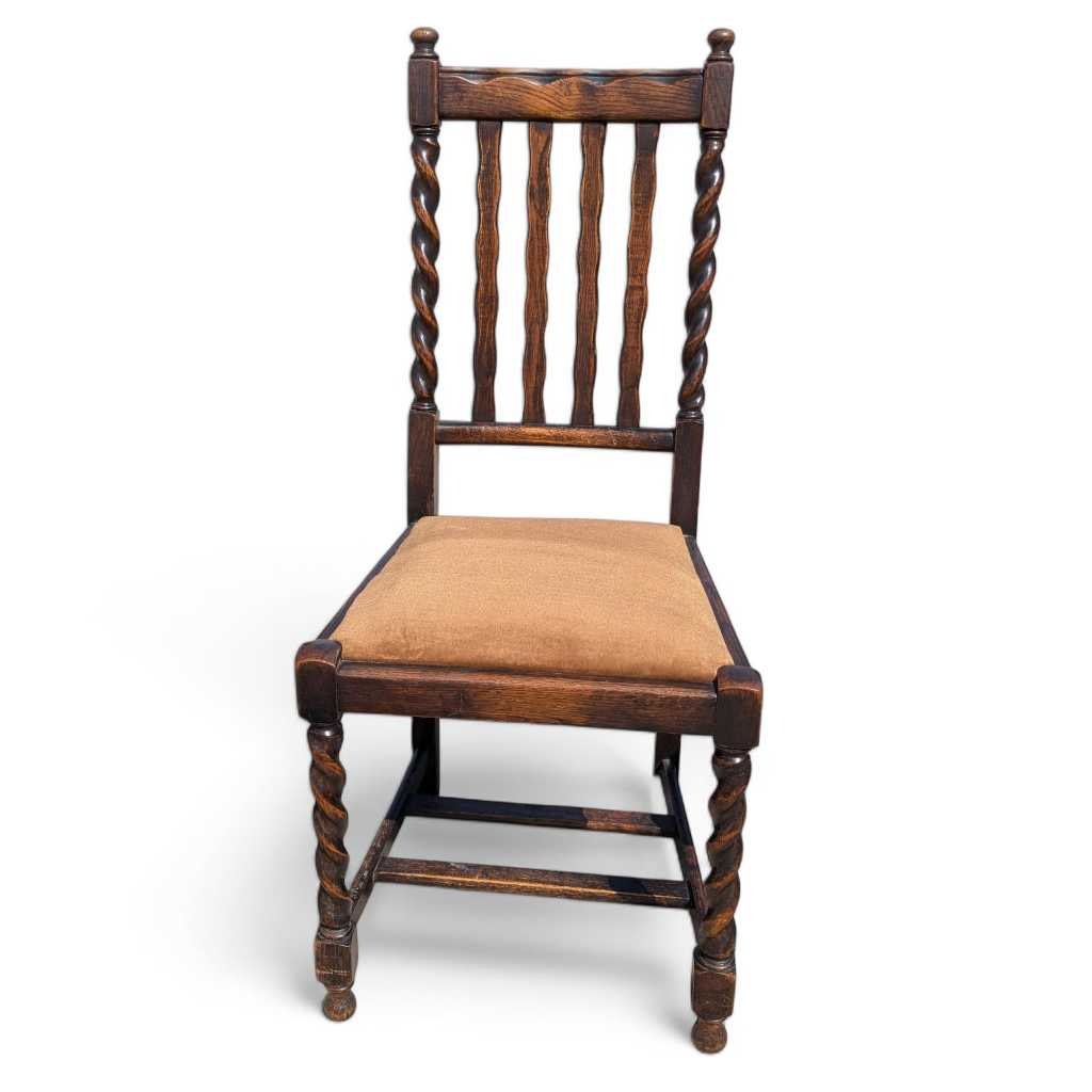 Antique Dining Chairs – Set of 4 Wooden Chairs, Vintage Dining Room Chairs, Classic Design with Barley Twist Legs