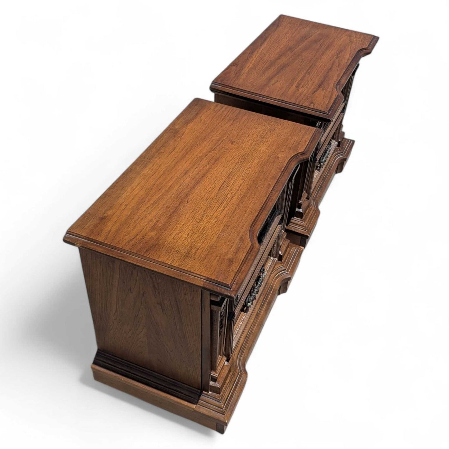 Vintage Carved Wood Nightstands