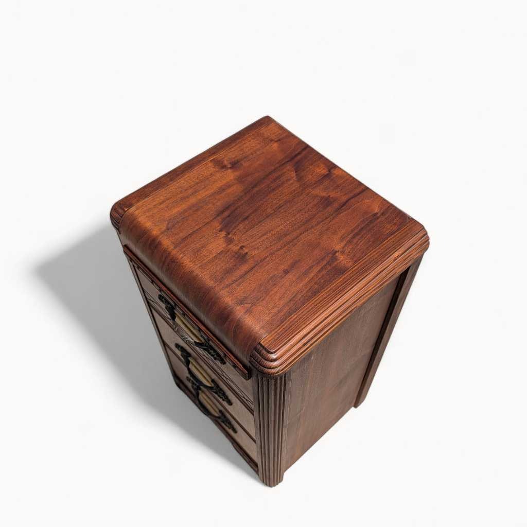 Art Deco Nightstand – 1930s Vintage Bedside Table, Waterfall Edge, 26" Tall, Excellent Condition