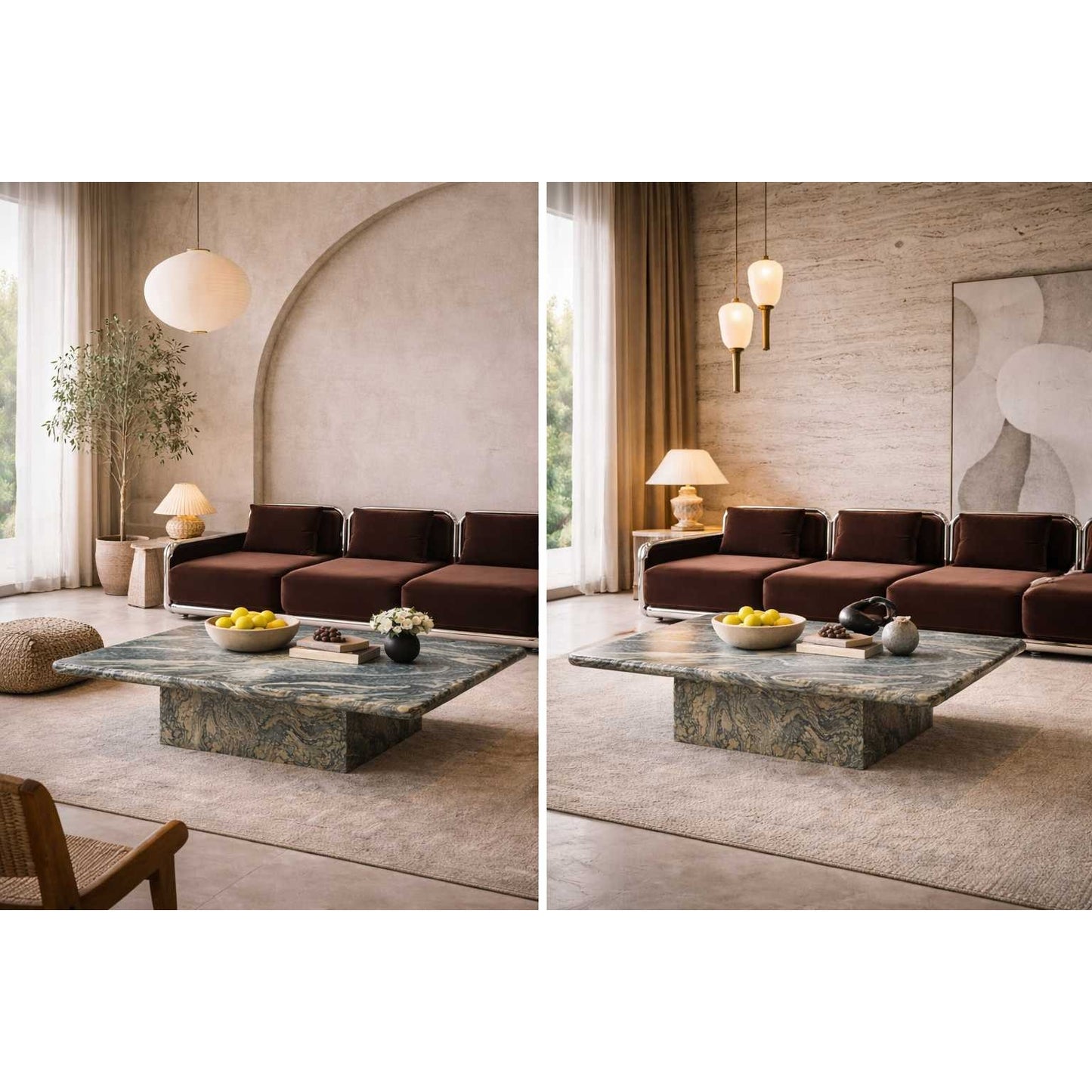 Postmodern Green Marble Coffee Table