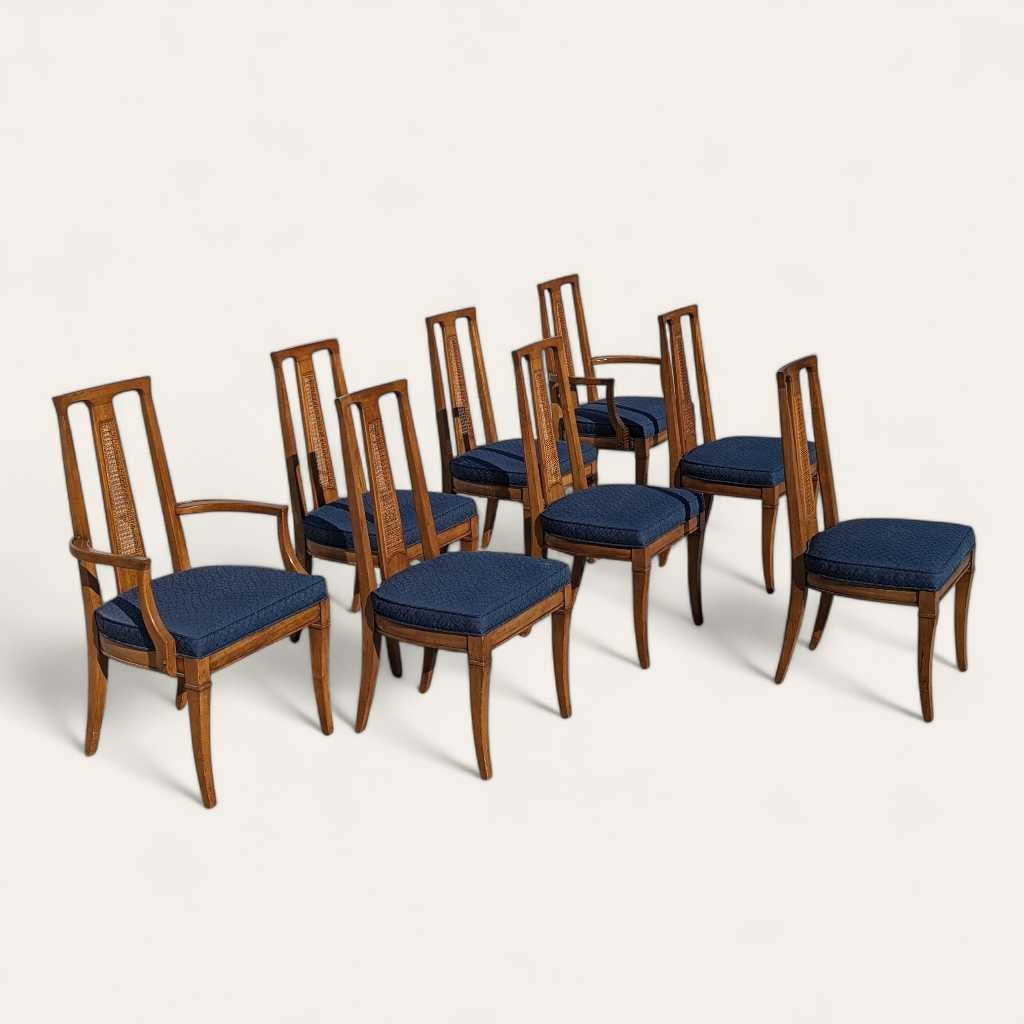 8 Mid Century Modern Drexel Triune Mahogany Cane Back Dining Chairs