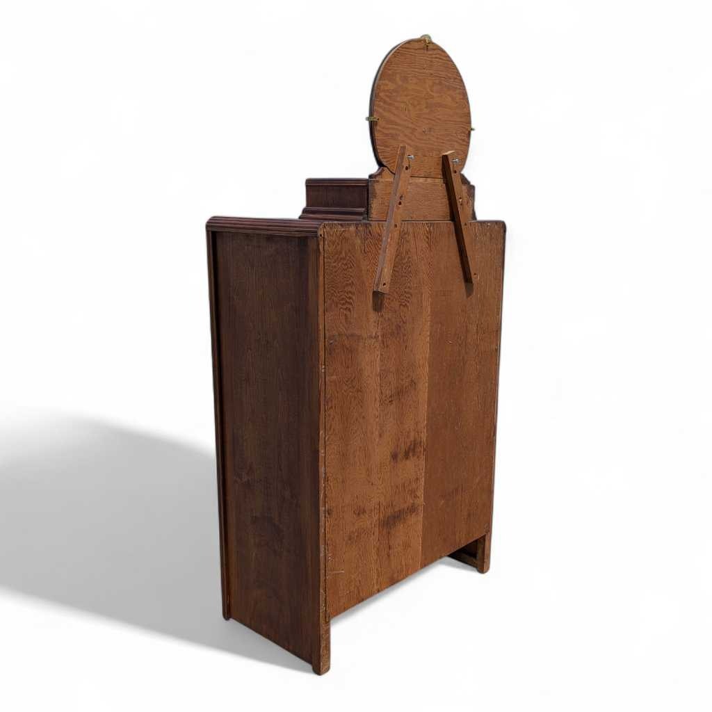 Art Deco Waterfall Chest of Drawers β Vintage 1930s Dresser, Tallboy, Mirror, Solid Wood Storage