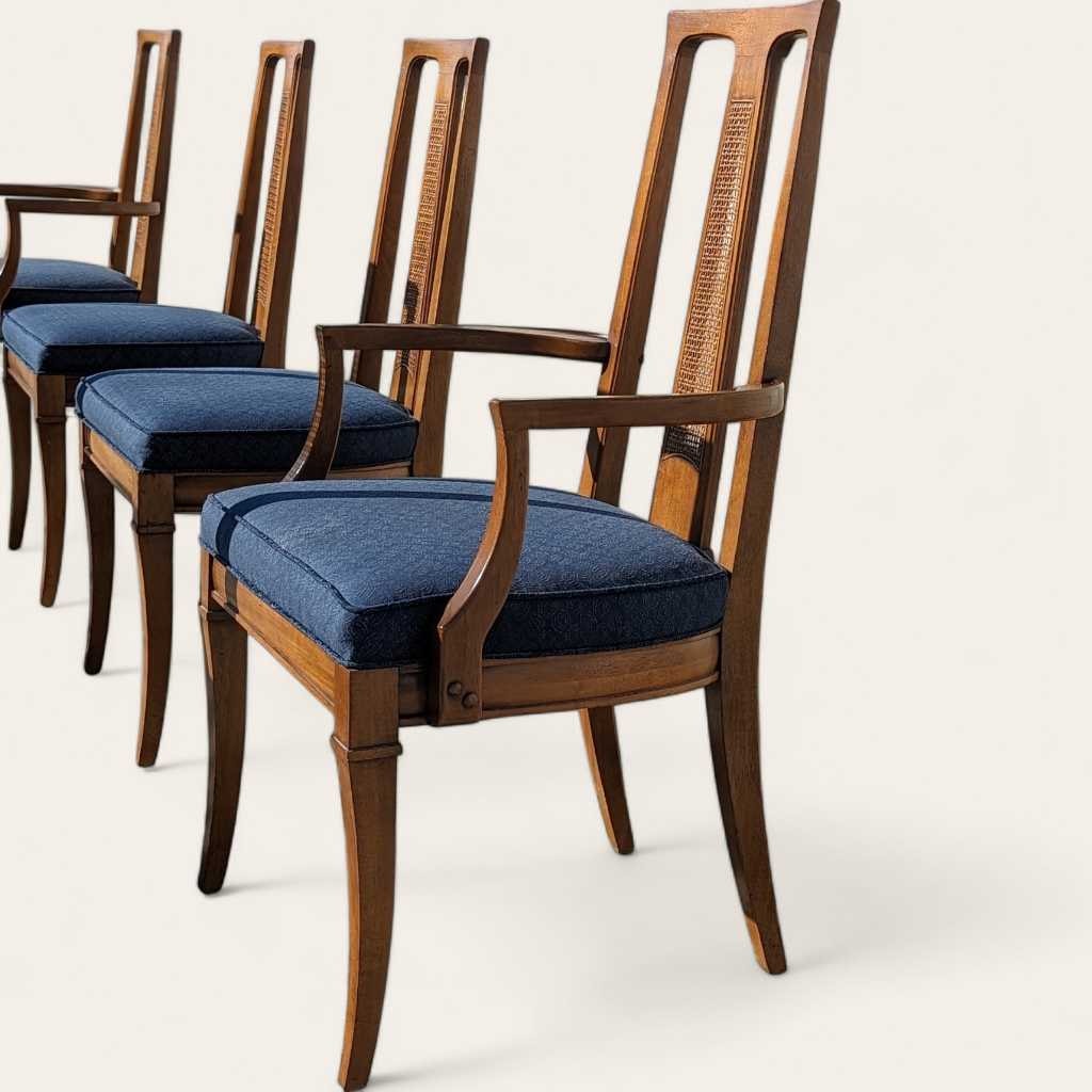8 Mid Century Modern Drexel Triune Mahogany Cane Back Dining Chairs