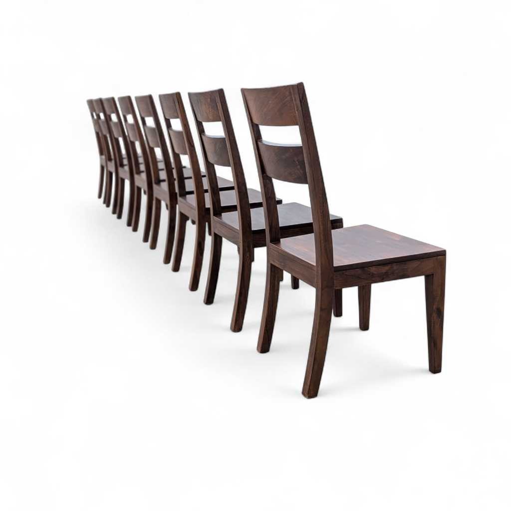 Set of 8 Crate & Barrel Basque Honey Wood Dining Chairs