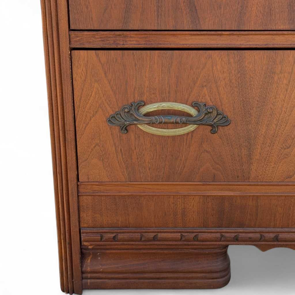 Art Deco Waterfall Chest of Drawers β Vintage 1930s Dresser, Tallboy, Mirror, Solid Wood Storage