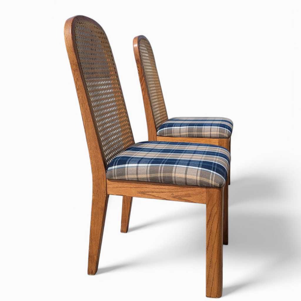 Cane Back Dining Chairs, Set of 6 Postmodern c. 1980s