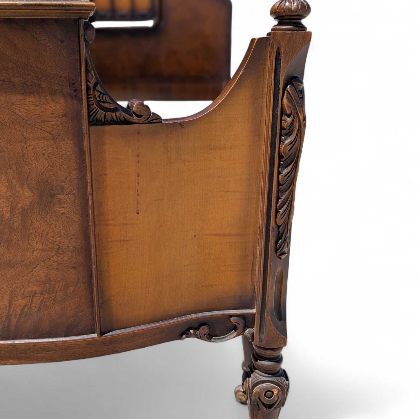 Antique Twin Bed Frame with Inlay | French Style Carved Wood Bed | Twin Size Vintage Bed | Ornate Floral Detail | 1920s Bedroom Decor