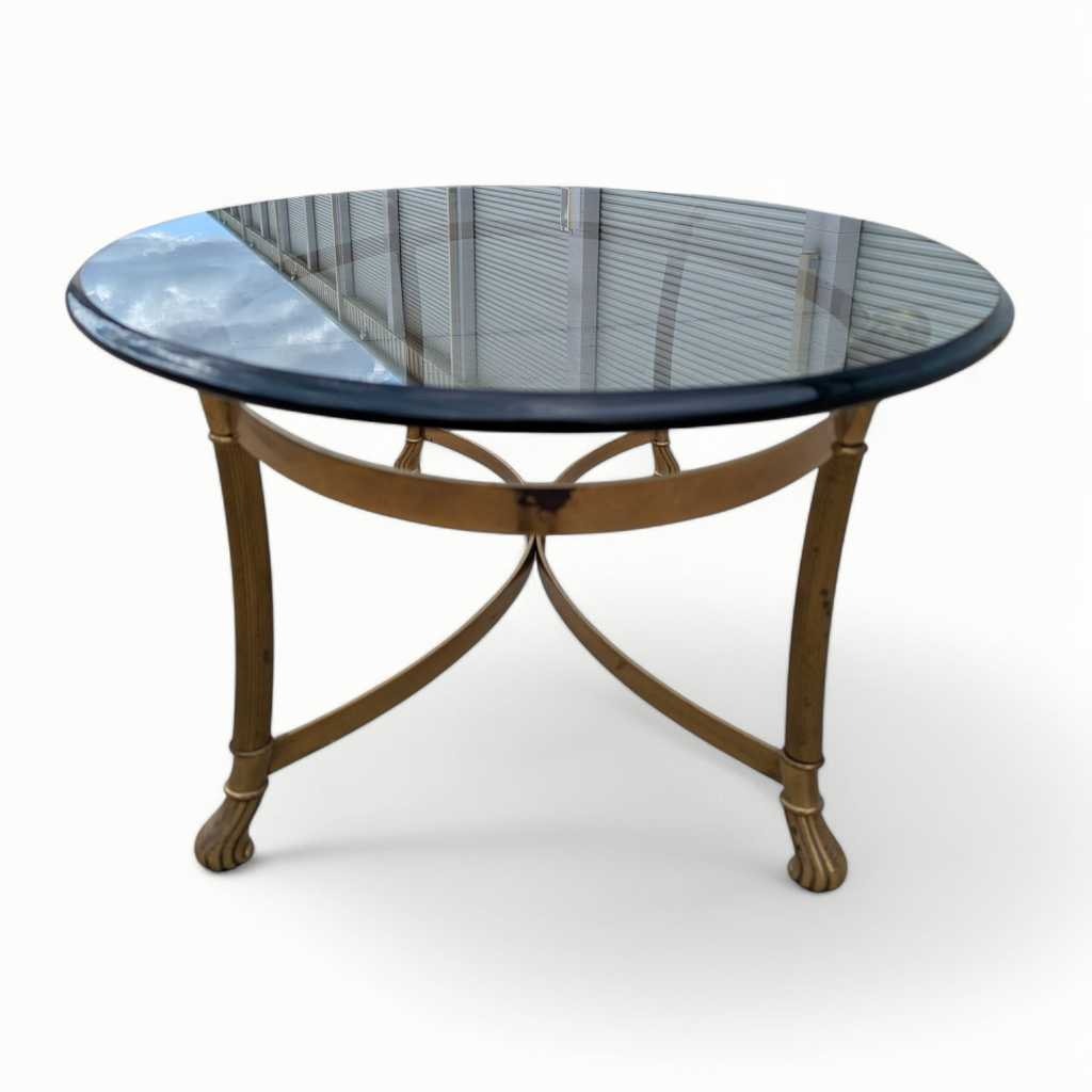 Glass Top Brass Coffee Table by Labarge