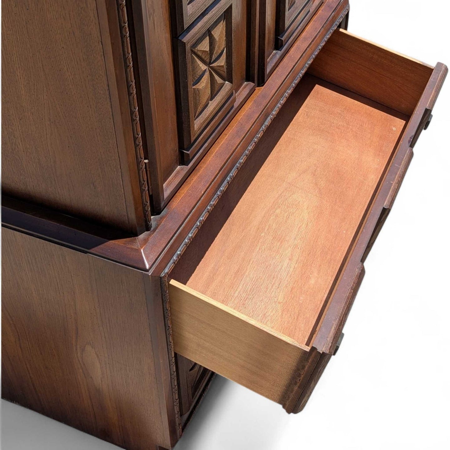 Vintage Brutalist Tallboy Dresser Cabinet c. 1970s