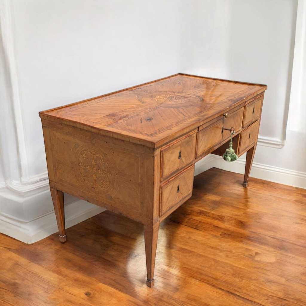 Antique Desk – Lombardy Louis XVI Era Desk, Vintage Writing Table, Elegant Office Furniture, 18th Century Desk