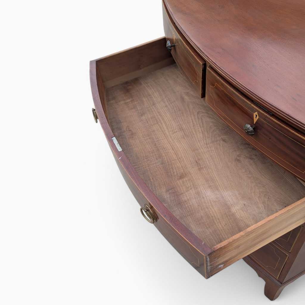 Antique Dresser – English Mahogany Bow Front Chest of Drawers
