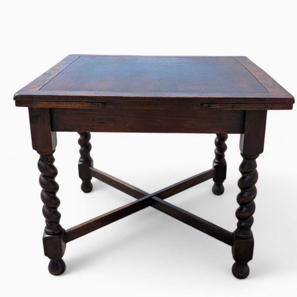 Antique Barley Twist Draw-Leaf Table, Solid Oak