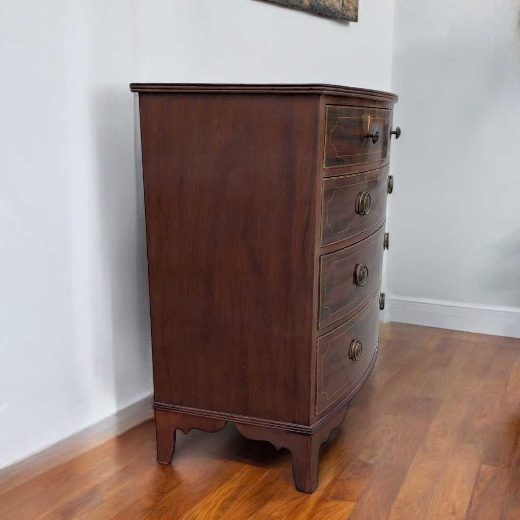 Antique Dresser – English Mahogany Bow Front Chest of Drawers