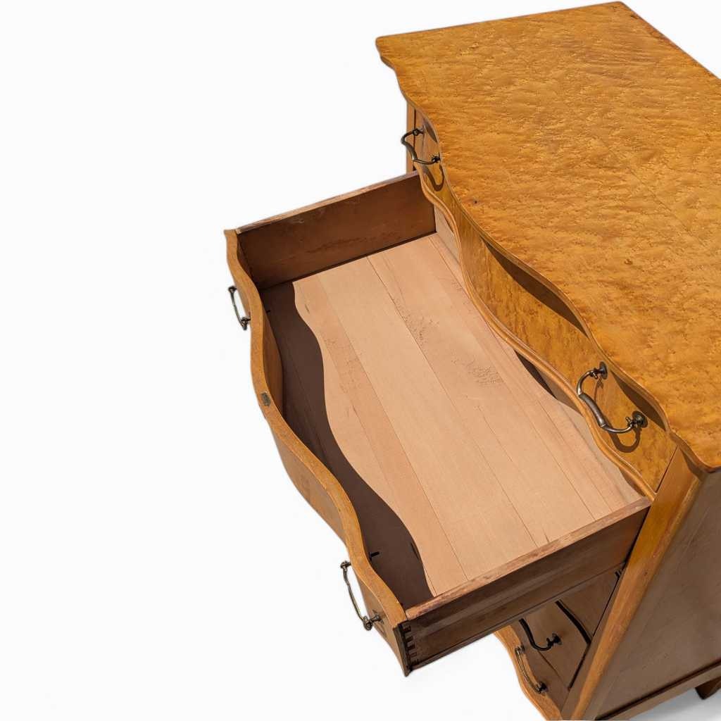 Antique Birds Eye Maple Dresser – Vintage Wooden Dresser, Elegant Storage Furniture, Classic Bedroom Piece