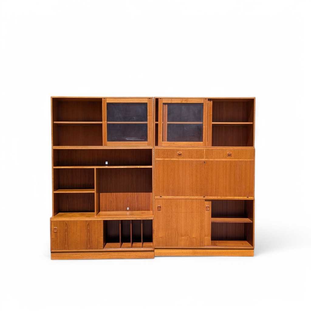 Danish Teak Bookcase – Mid-Century Modern Freestanding Wall Unit