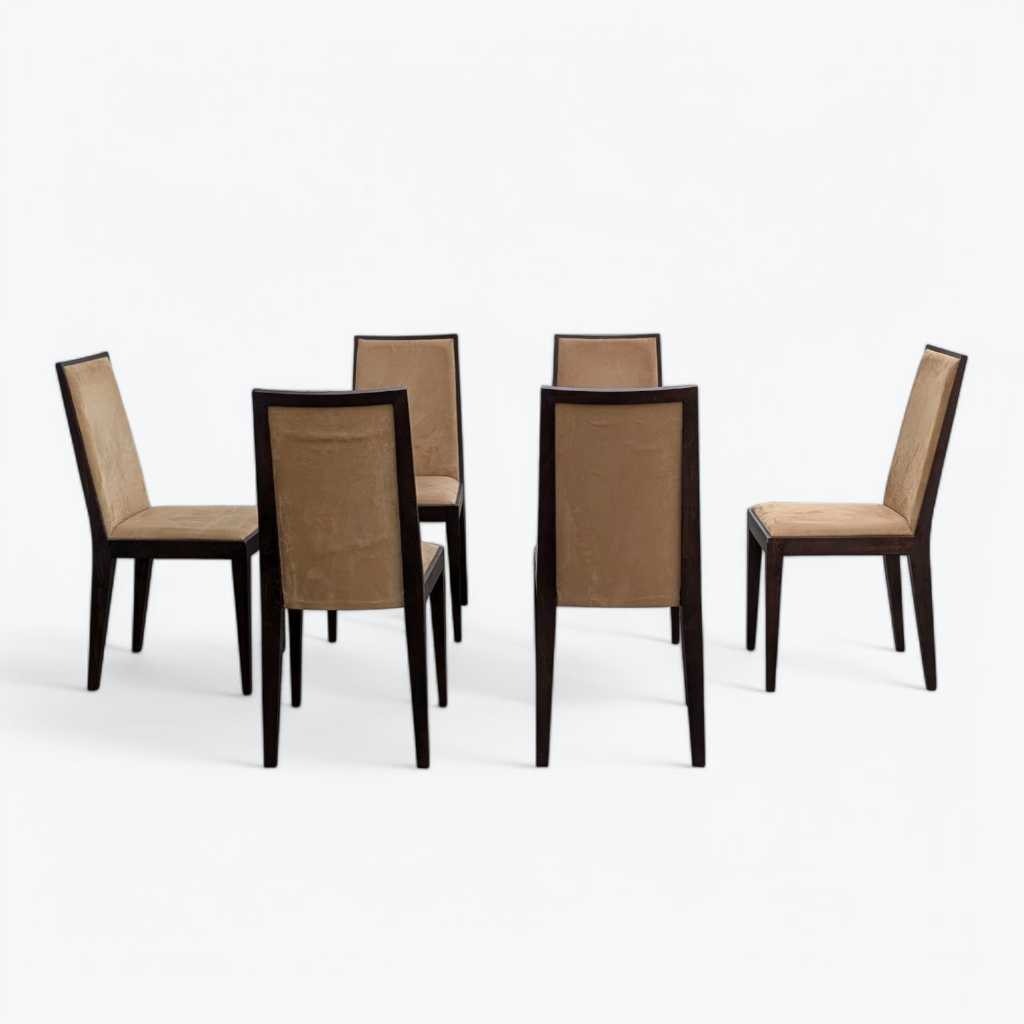 Six Dining Chairs – Contemporary, Faux Suede, Mid Century Style
